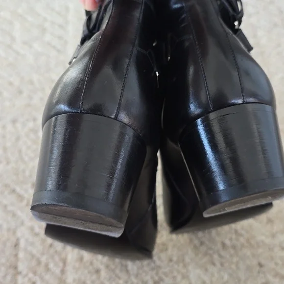 Saint Laurent Paris Black Ankle Boots with Chunky Heel and Buckle Detail - Picture 7 of 14